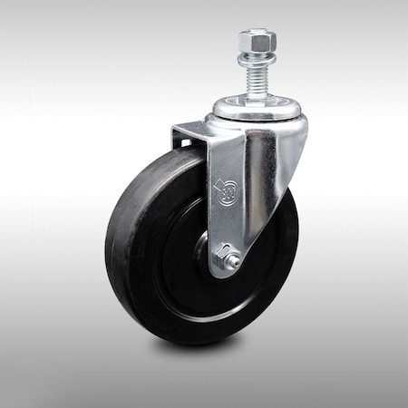 Service Caster 5 Inch SS Soft Rubber Wheel Swivel 12mm Threaded Stem Caster SCC-SSTS20S514-SRS-M1215